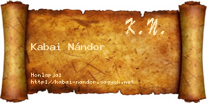 Kabai Nándor névjegykártya